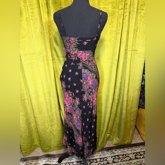 Rare Vintage 90s Betsey Johnson New York Bias Cut Floral Baroque Midi Dress XS - Picture 5 of 9